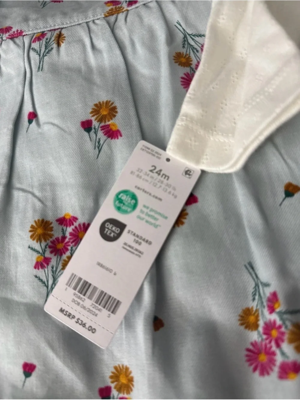 Carter's Light Blue Floral Pinafore Dress with White Top